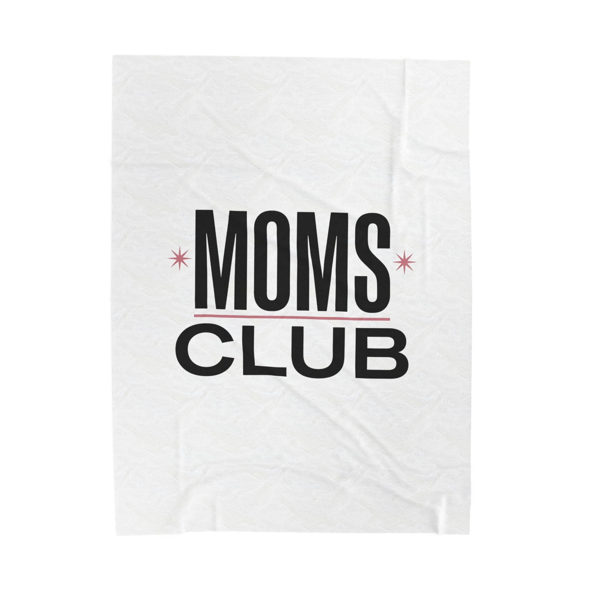 MOMS CLUB Velveteen Plush Blanket | Minimal Typographic Mom, Mother’s Day Minimal