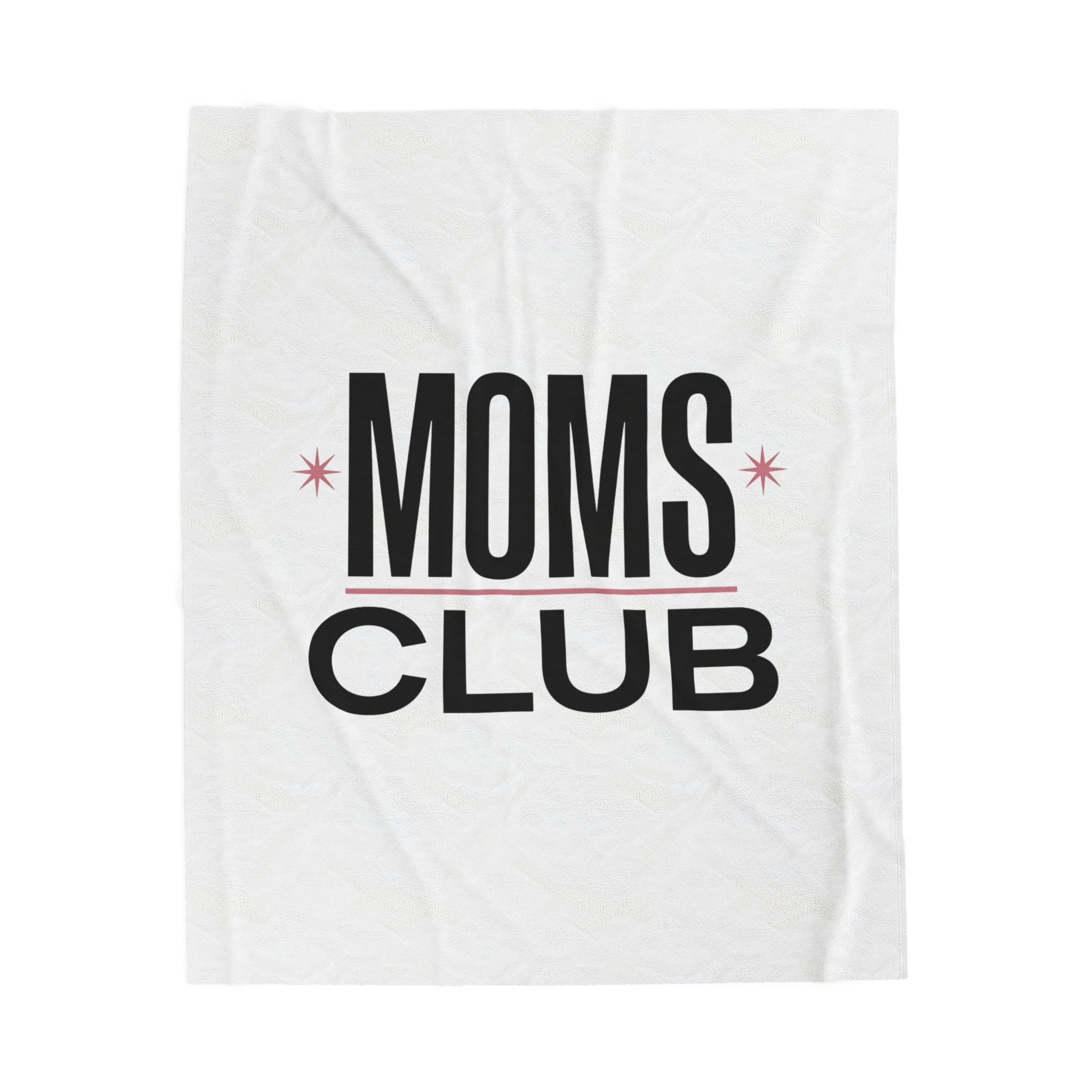 MOMS CLUB Velveteen Plush Blanket | Minimal Typographic Mom, Mother’s Day Minimal