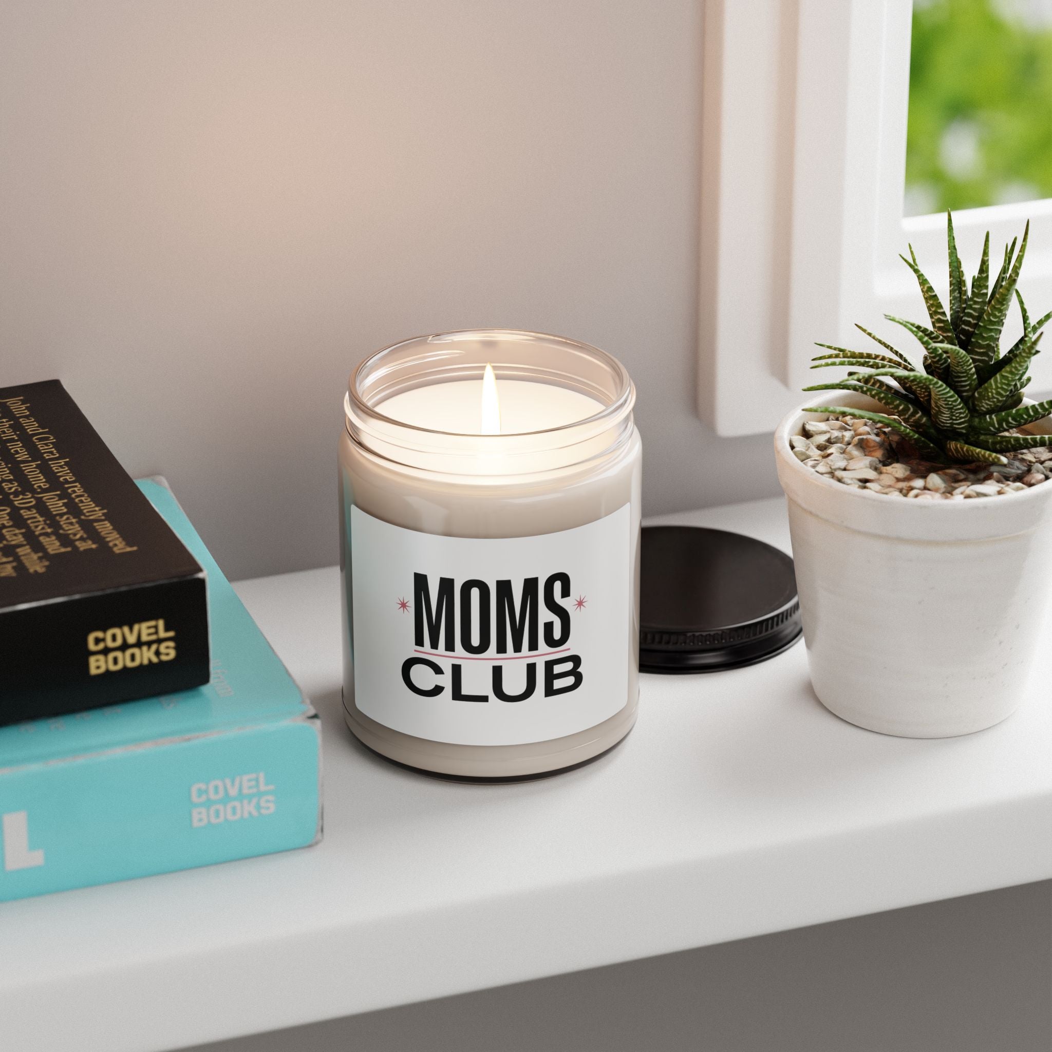 MOMS CLUB Candle | Scented Soy Candle, Minimal Typographic Mom Identity