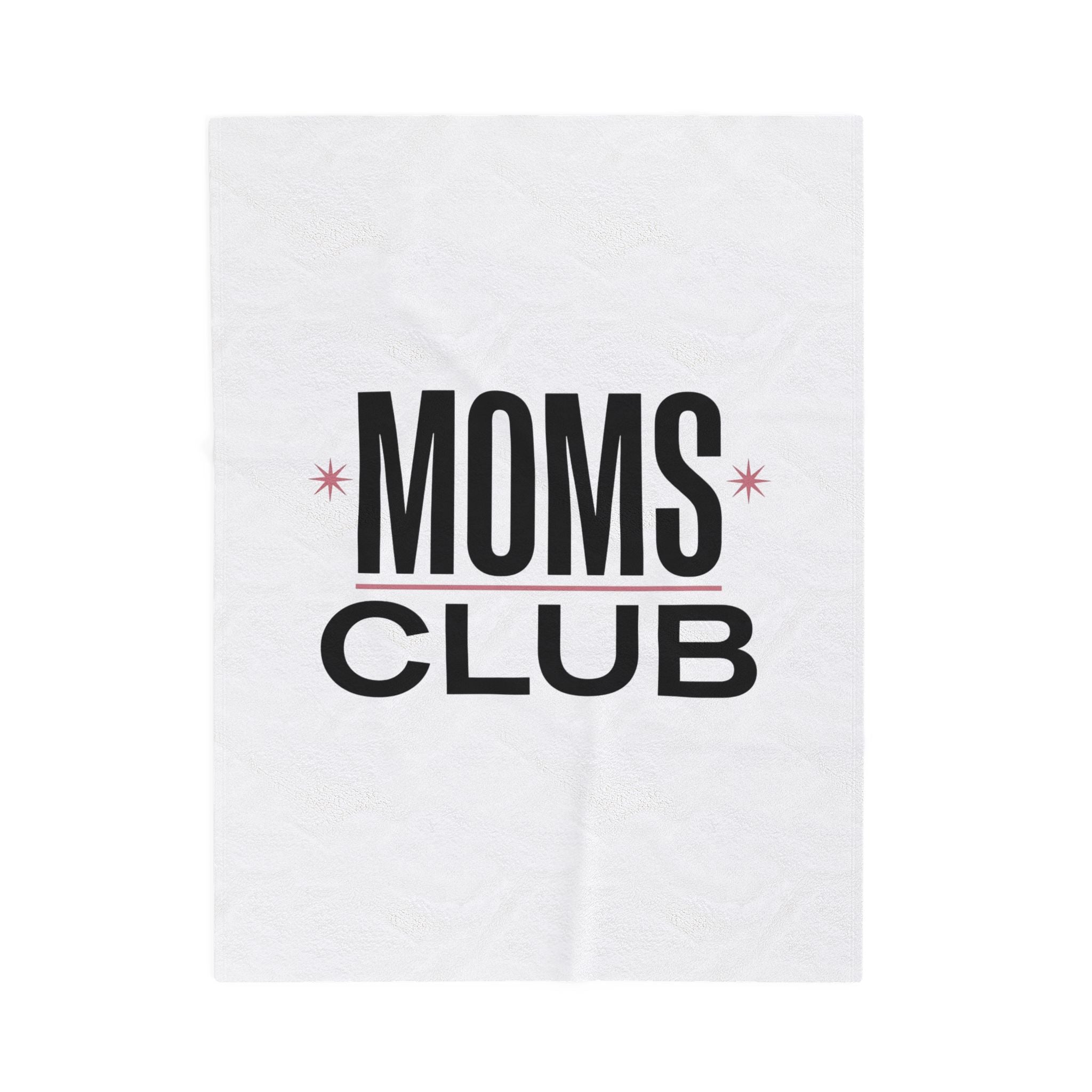 MOMS CLUB Velveteen Plush Blanket | Minimal Typographic Mom, Mother’s Day Minimal